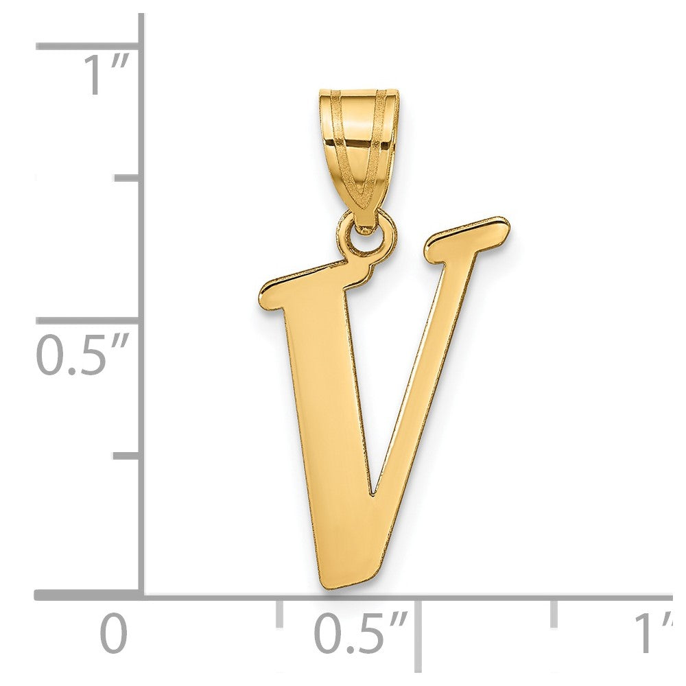 14k Yellow Gold 14k Polished Letter V Initial Pendant
