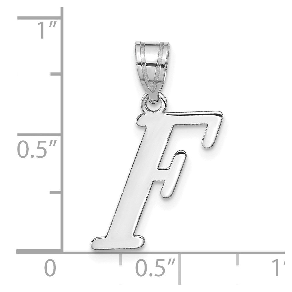 14k White Gold 14kw Polished Letter F Initial Pendant