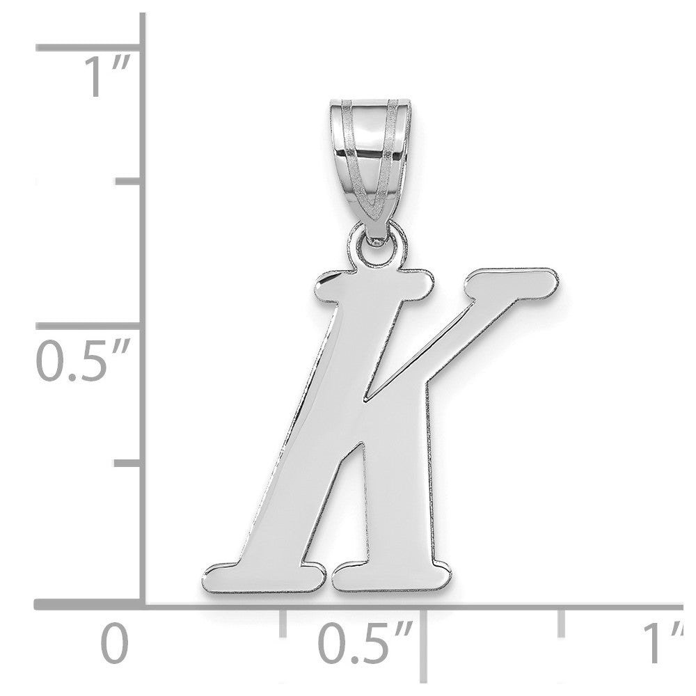 14k White Gold 14kw Polished Letter K Initial Pendant