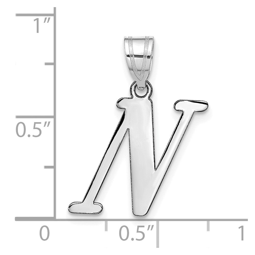 14k White Gold 14kw Polished Letter N Initial Pendant