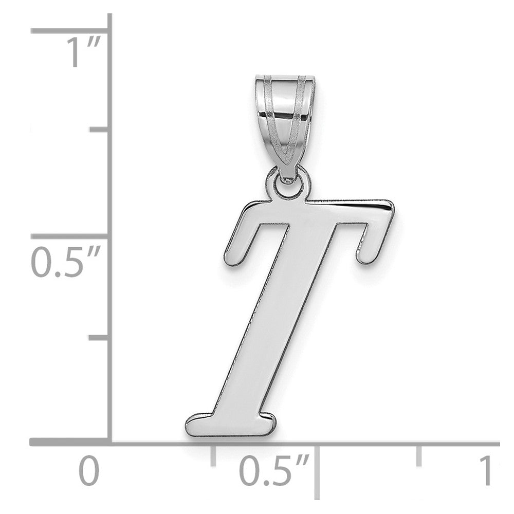 14k White Gold 14kw Polished Letter T Initial Pendant