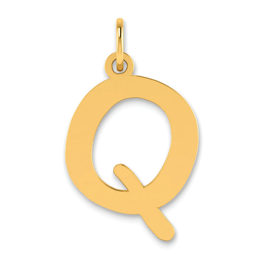 14K Yellow Gold Polished Bubble Letter Q Initial Pendant