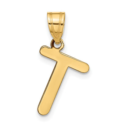 14k Yellow Gold 14k Polished Bubble Letter T Initial Pendant