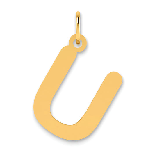 14K Yellow Gold Polished Bubble Letter U Initial Pendant