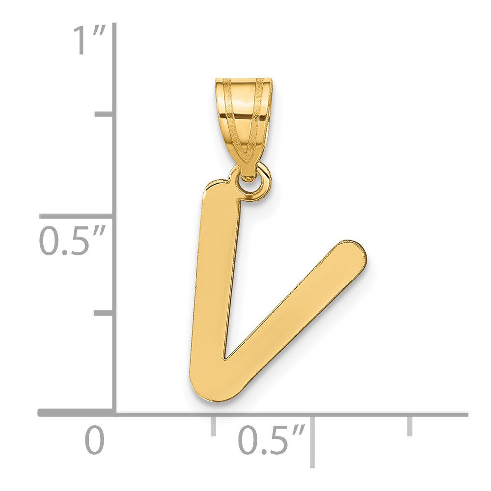 14k Yellow Gold 14k Polished Bubble Letter V Initial Pendant