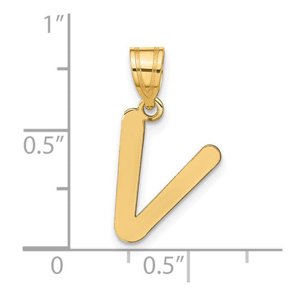 14k Yellow Gold 14k Polished Bubble Letter V Initial Pendant