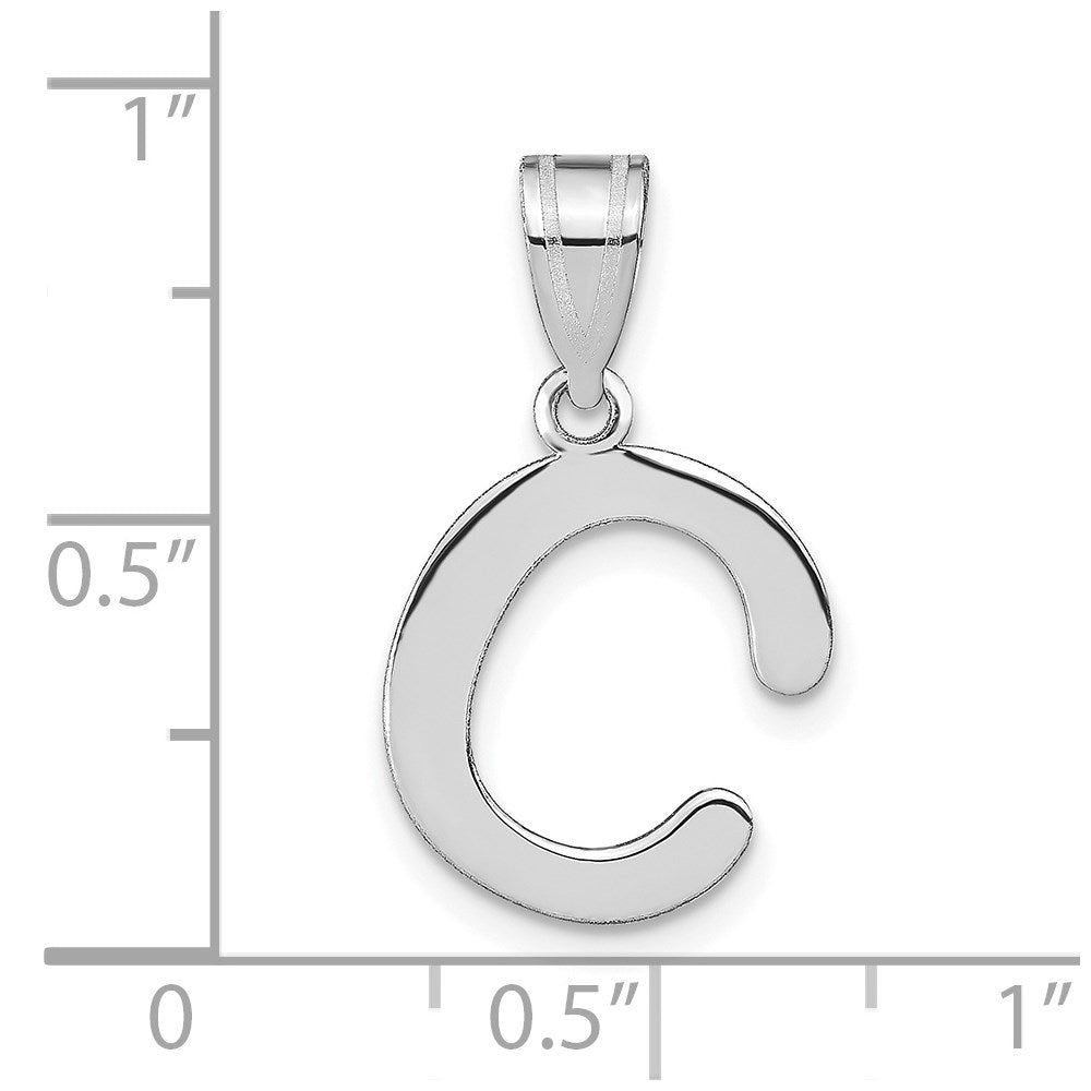 14k White Gold 14kw Polished Bubble Letter C Initial Pendant