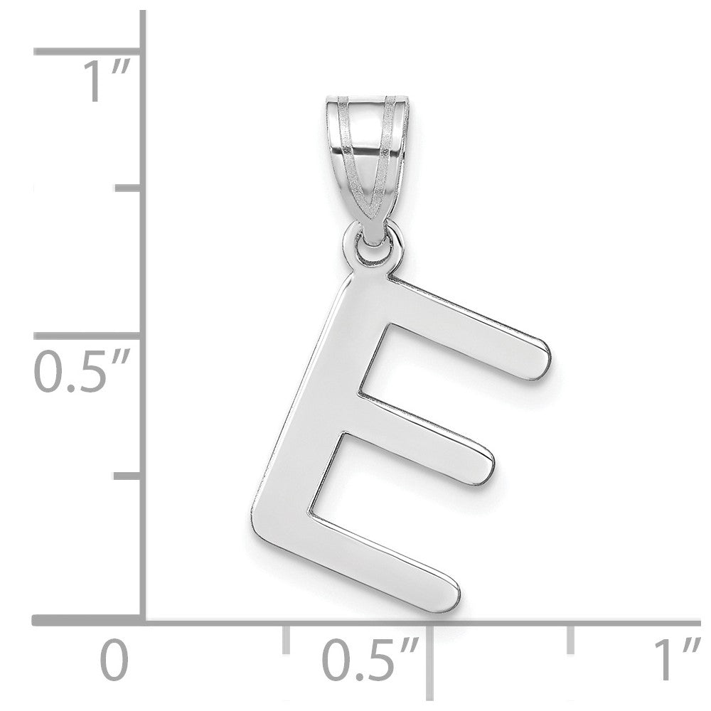 14k White Gold 14kw Polished Bubble Letter E Initial Pendant