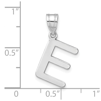14k White Gold 14kw Polished Bubble Letter E Initial Pendant