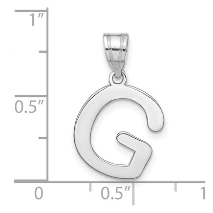 14k White Gold 14kw Polished Bubble Letter G Initial Pendant