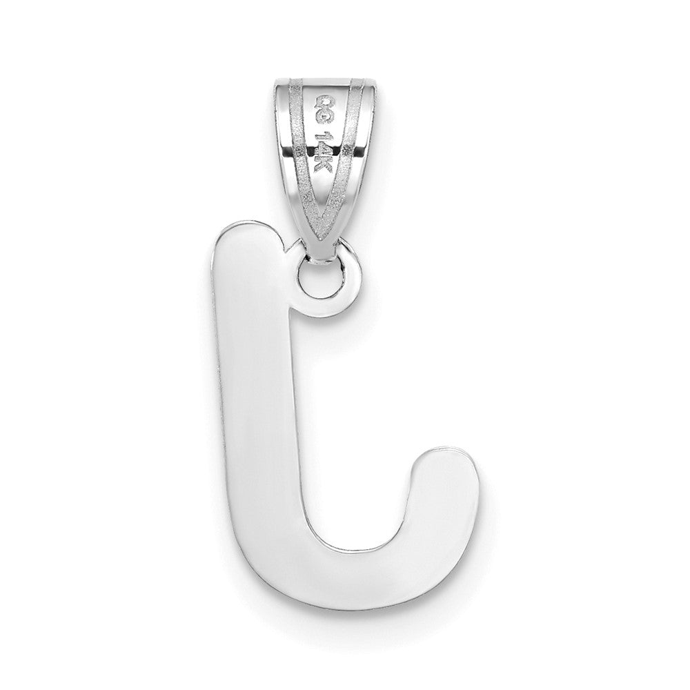 14k White Gold 14kw Polished Bubble Letter J Initial Pendant