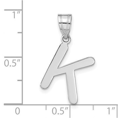14k White Gold 14kw Polished Bubble Letter K Initial Pendant