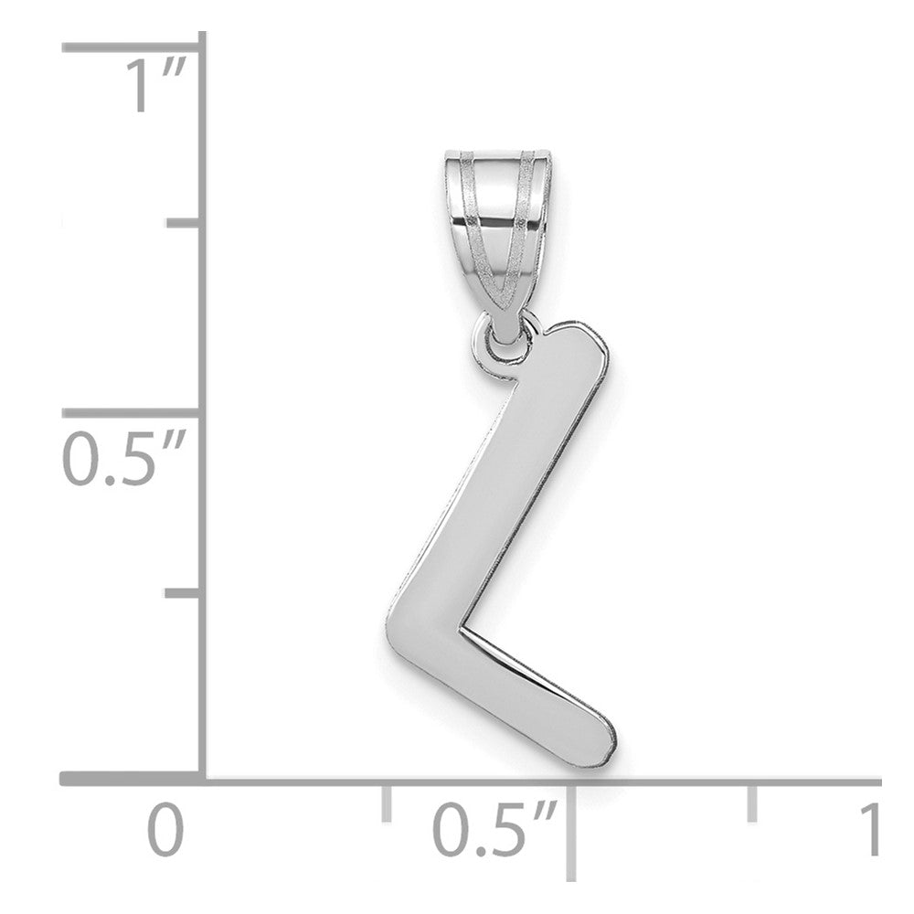 14k White Gold 14kw Polished Bubble Letter L Initial Pendant