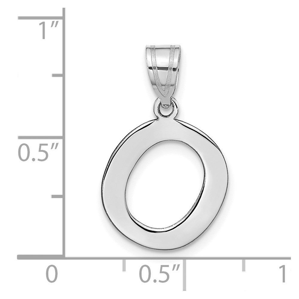 14k White Gold 14kw Polished Bubble Letter O Initial Pendant
