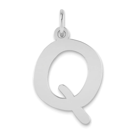 14K White Gold 14Kw Polished Bubble Letter Q Initial Pendant