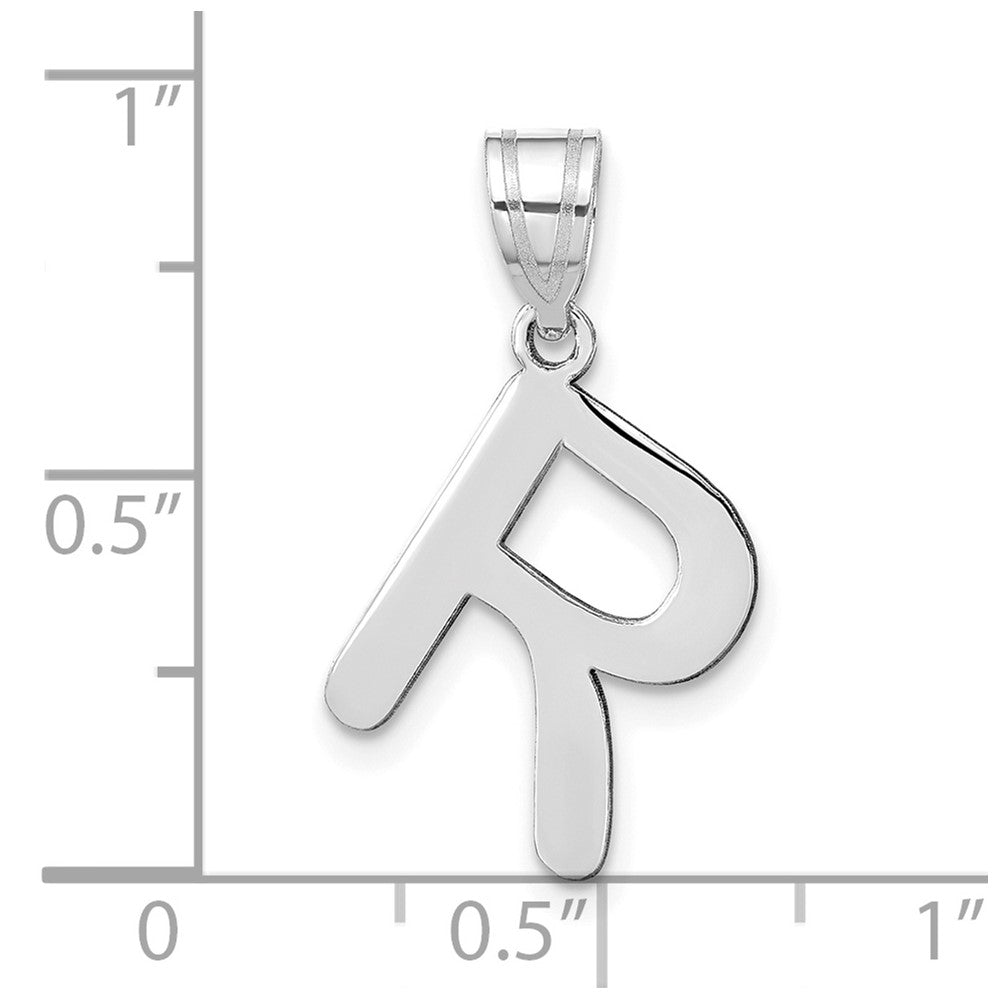14k White Gold 14kw Polished Bubble Letter R Initial Pendant