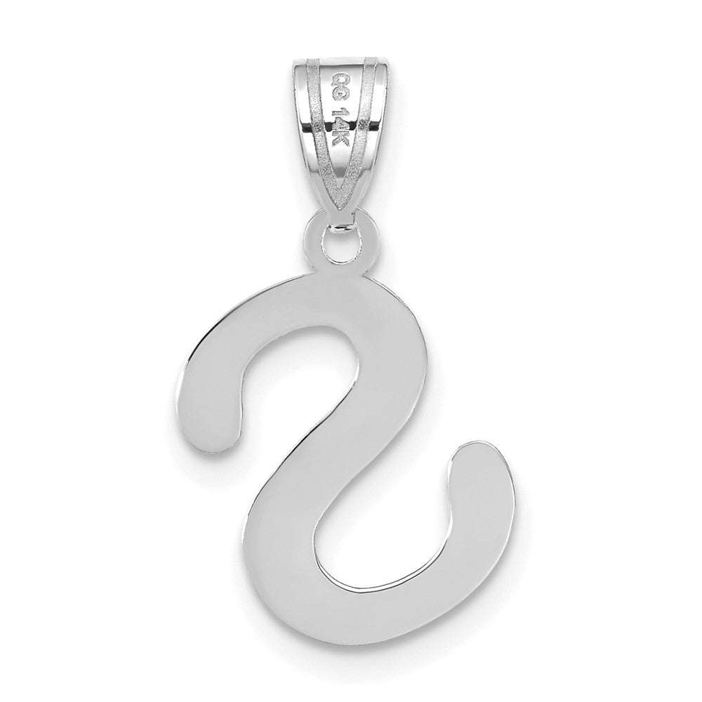 14k White Gold 14kw Polished Bubble Letter S Initial Pendant