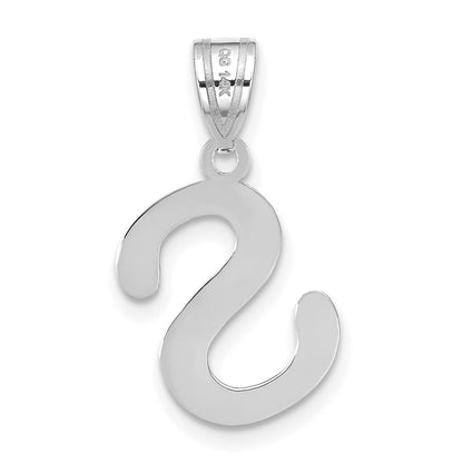 14k White Gold 14kw Polished Bubble Letter S Initial Pendant