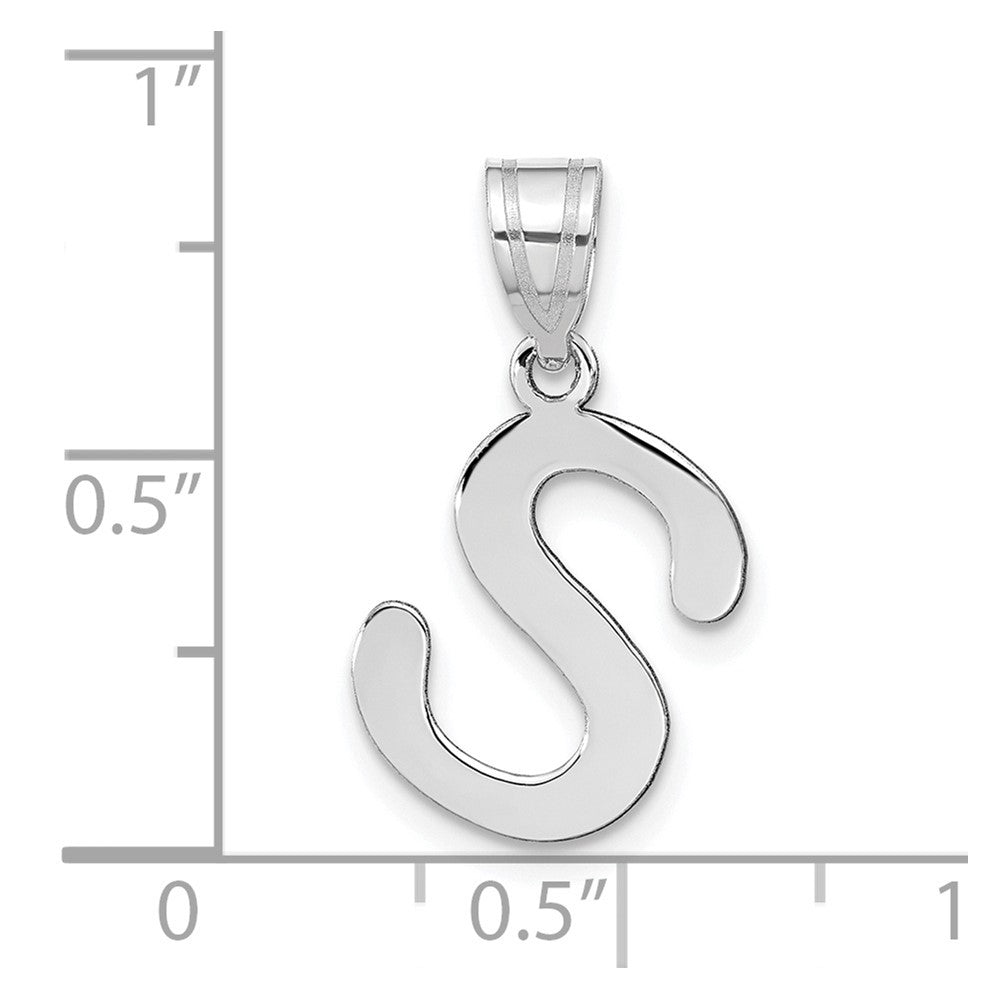 14k White Gold 14kw Polished Bubble Letter S Initial Pendant