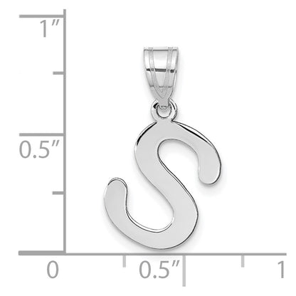 14k White Gold 14kw Polished Bubble Letter S Initial Pendant