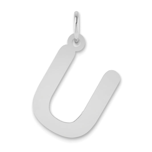 14K White Gold 14Kw Polished Bubble Letter U Initial Pendant