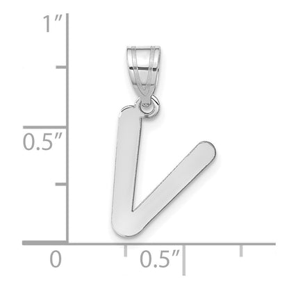 14k White Gold 14kw Polished Bubble Letter V Initial Pendant