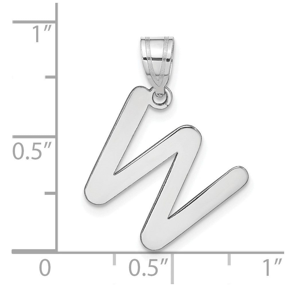14k White Gold 14kw Polished Bubble Letter W Initial Pendant