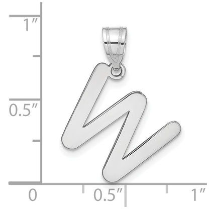 14k White Gold 14kw Polished Bubble Letter W Initial Pendant