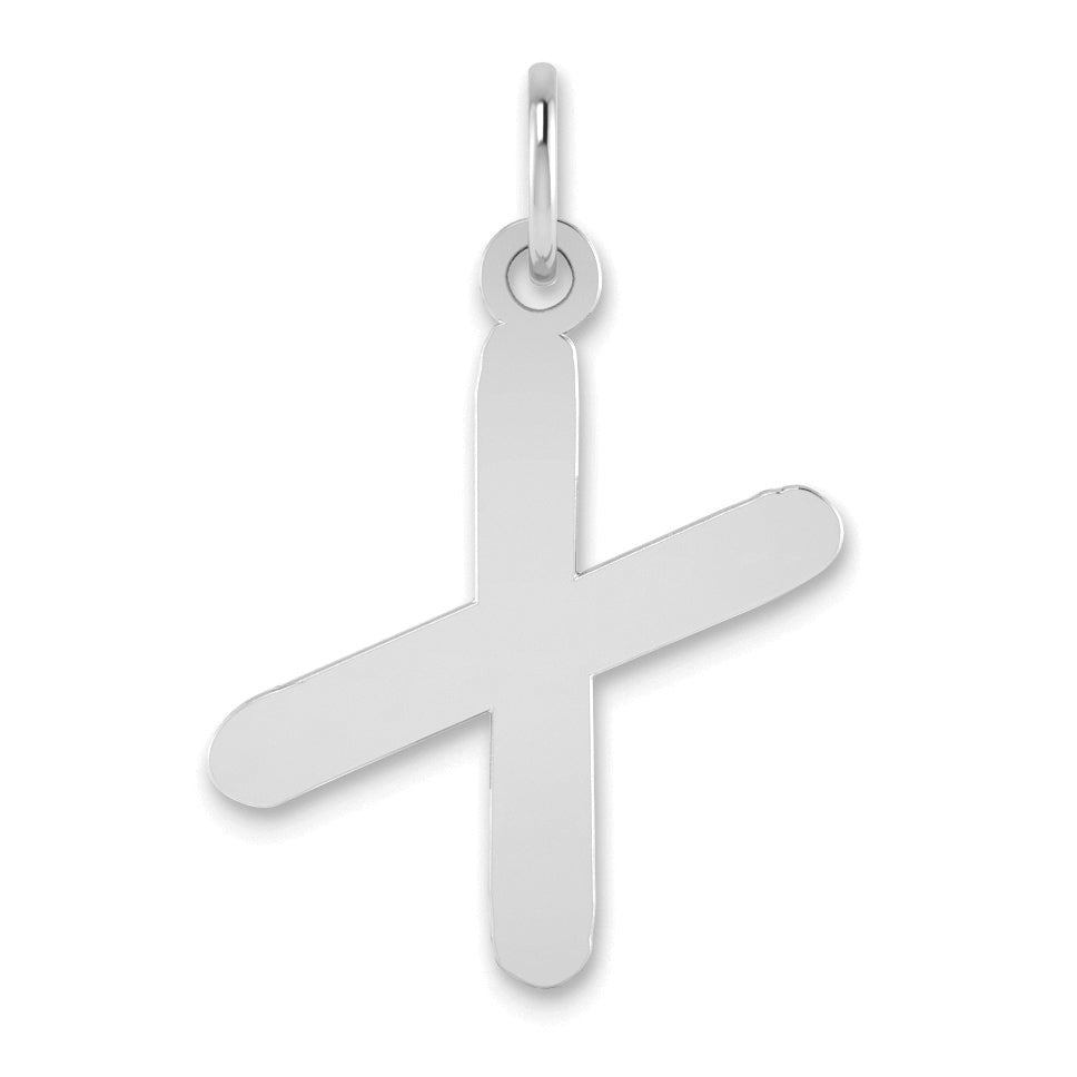 14K White Gold 14Kw Polished Bubble Letter X Initial Pendant