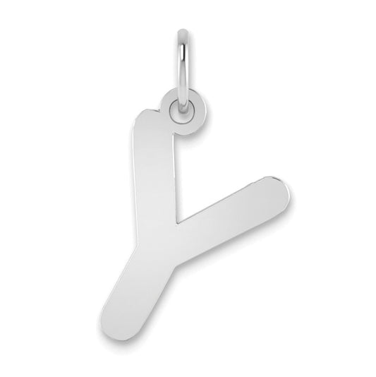 14K White Gold 14Kw Polished Bubble Letter Y Initial Pendant