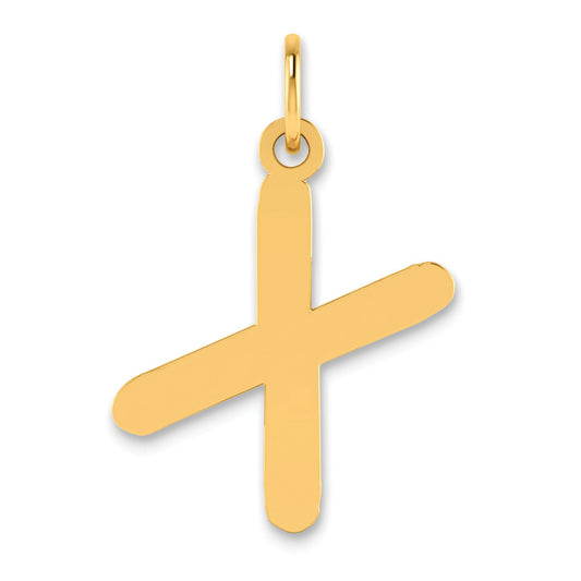 14K Yellow Gold Polished Bubble Letter X Initial Pendant