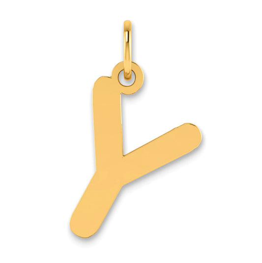 14K Yellow Gold Polished Bubble Letter Y Initial Pendant