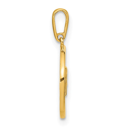 14k Yellow Gold 14K Polished Circle with DREAM Pendant