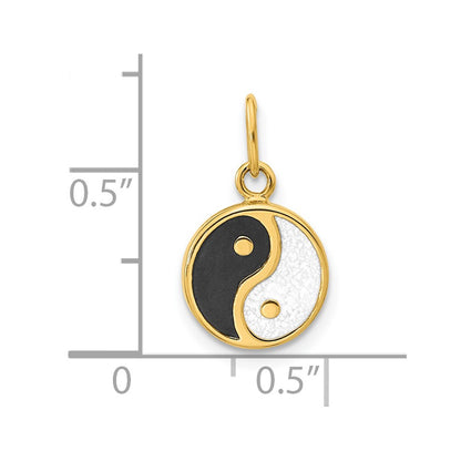 14k Yellow Gold 14K Polished Black/White Enamel Yin and Yang Pendant