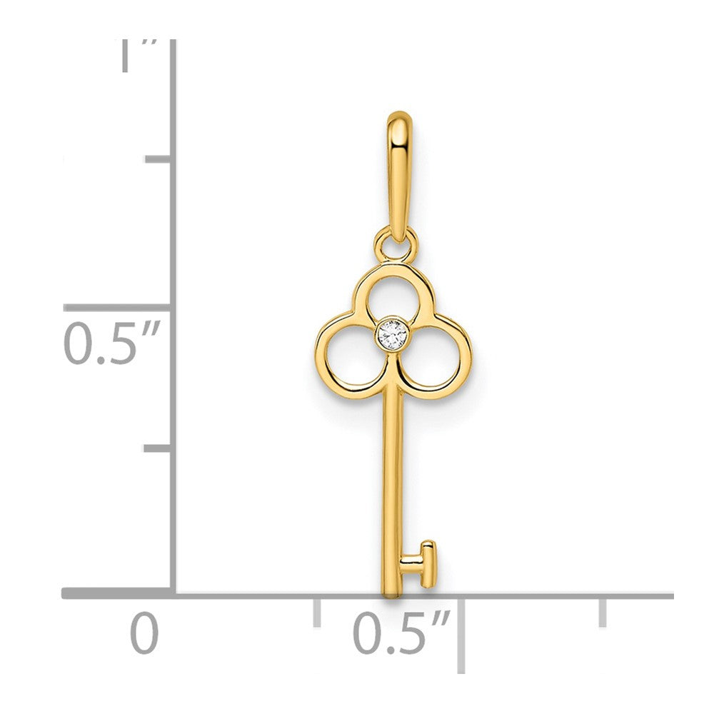 14k Yellow Gold 14k CZ Key Pendant