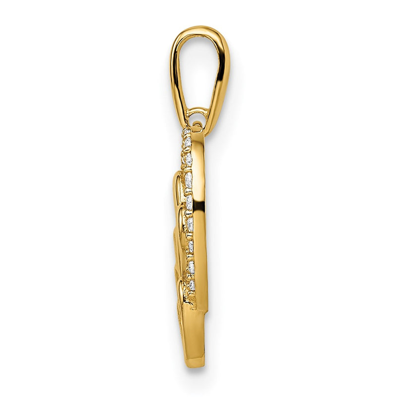 14k Yellow Gold 14k CZ Hearts Pendant