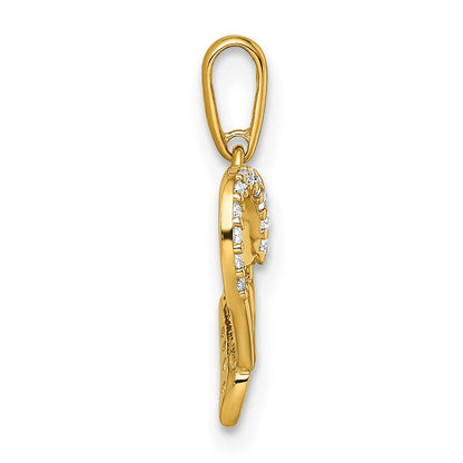 14k Yellow Gold 14k CZ LOVE Heart Pendant