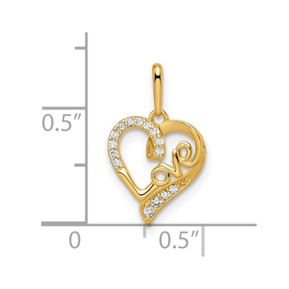 14k Yellow Gold 14k CZ LOVE Heart Pendant