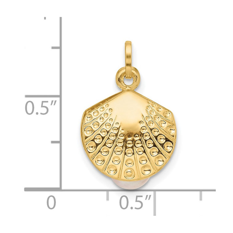 14k Yellow Gold 14k Polished with Freshwater Cultured Pearl Clam Pendant
