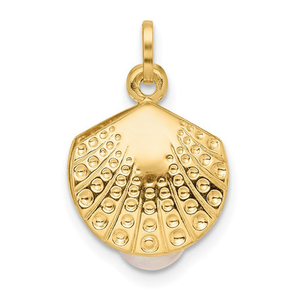 14k Yellow Gold 14k Polished with Freshwater Cultured Pearl Clam Pendant