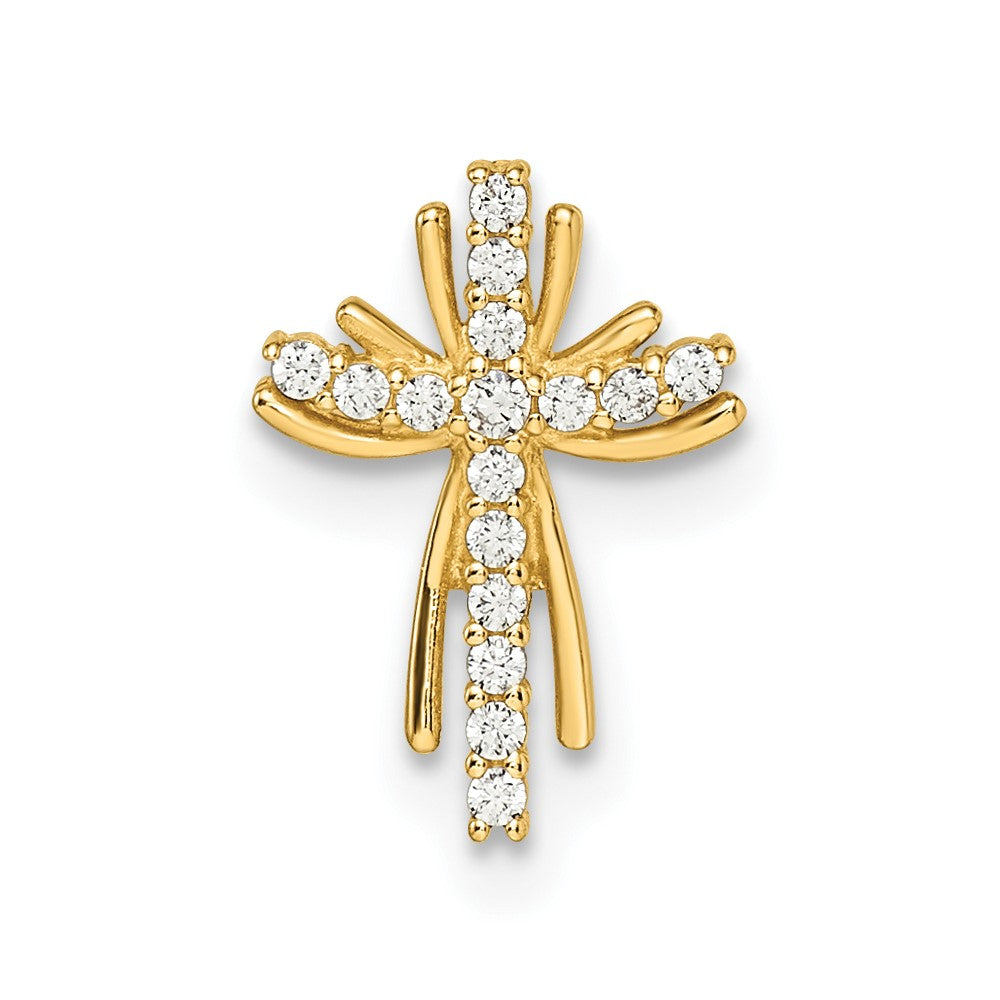 14k Yellow Gold 14k CZ Cross Chain Slide