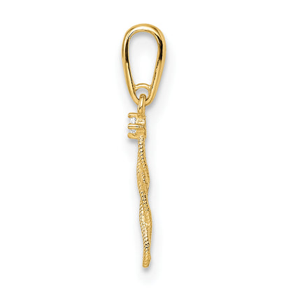 14k Yellow Gold 14k CZ Textured Cross Pendant