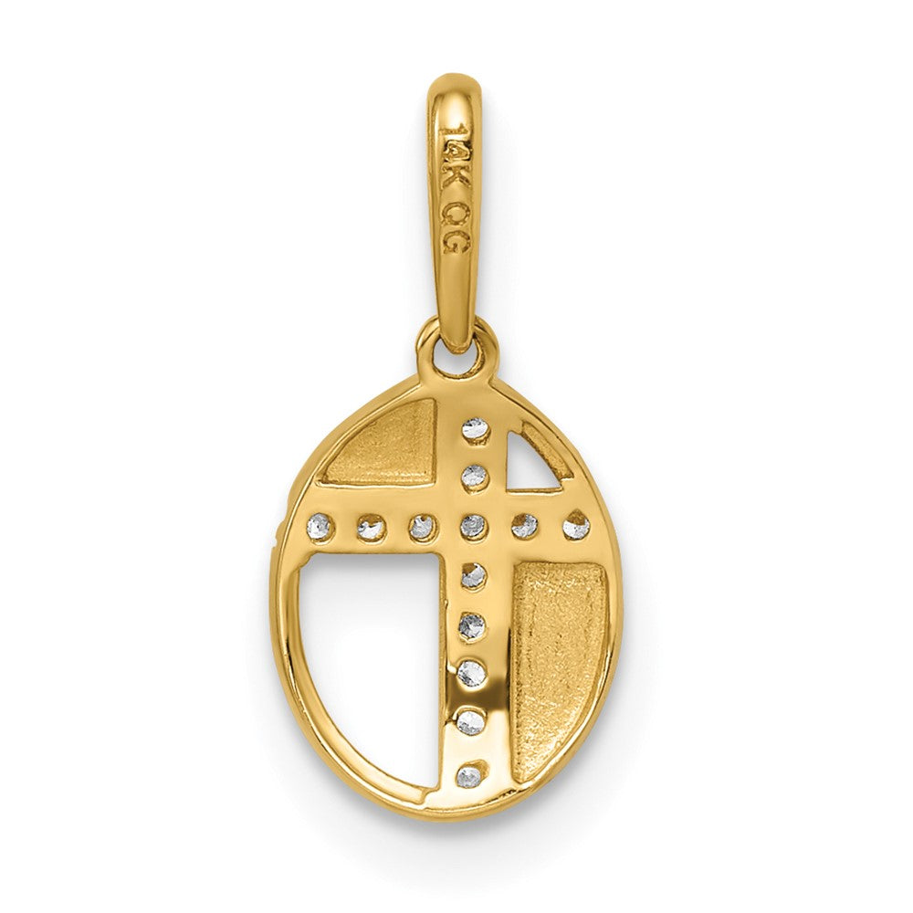 14K Yellow Gold CZ Cross Pendant