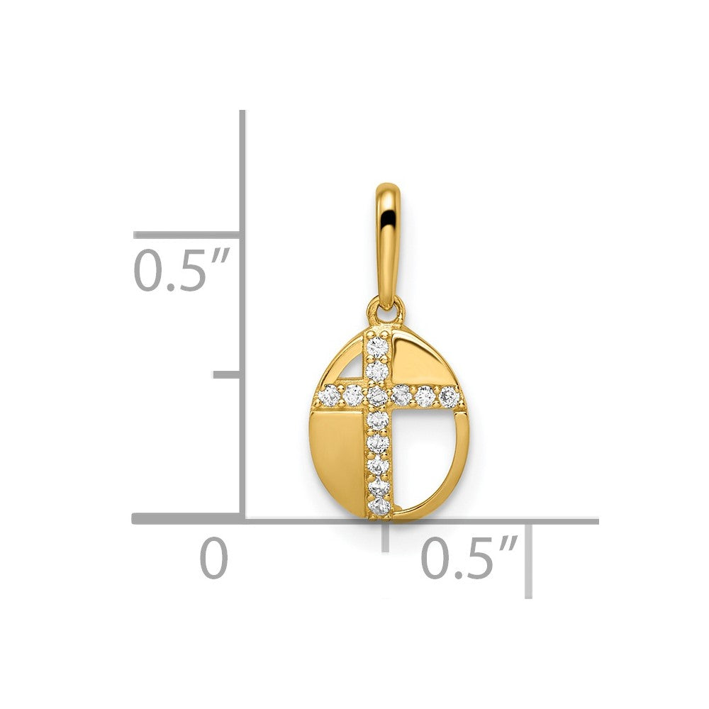 14K Yellow Gold CZ Cross Pendant