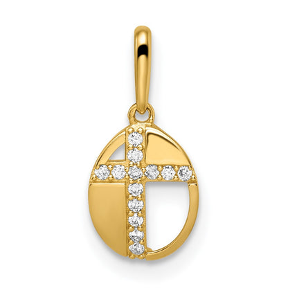 14K Yellow Gold CZ Cross Pendant