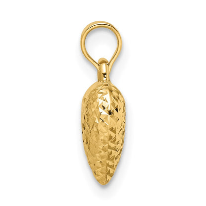 14k Yellow Gold 14k Polished Diamond-cut Medium Puffed Heart Pendant