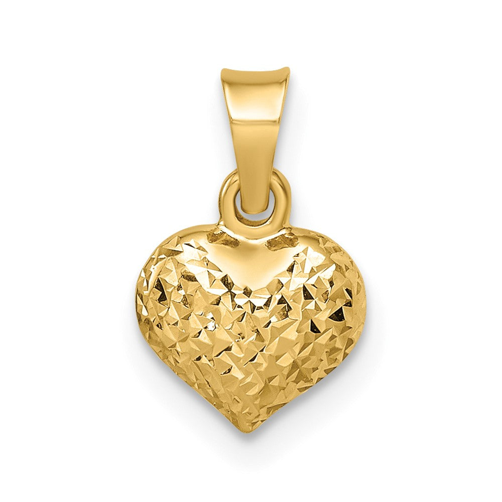 14k Yellow Gold 14k Polished Diamond-cut Small Puffed Heart Pendant
