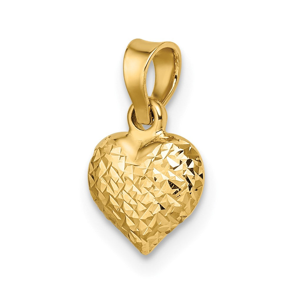 14k Yellow Gold 14k Polished Diamond-cut Small Puffed Heart Pendant