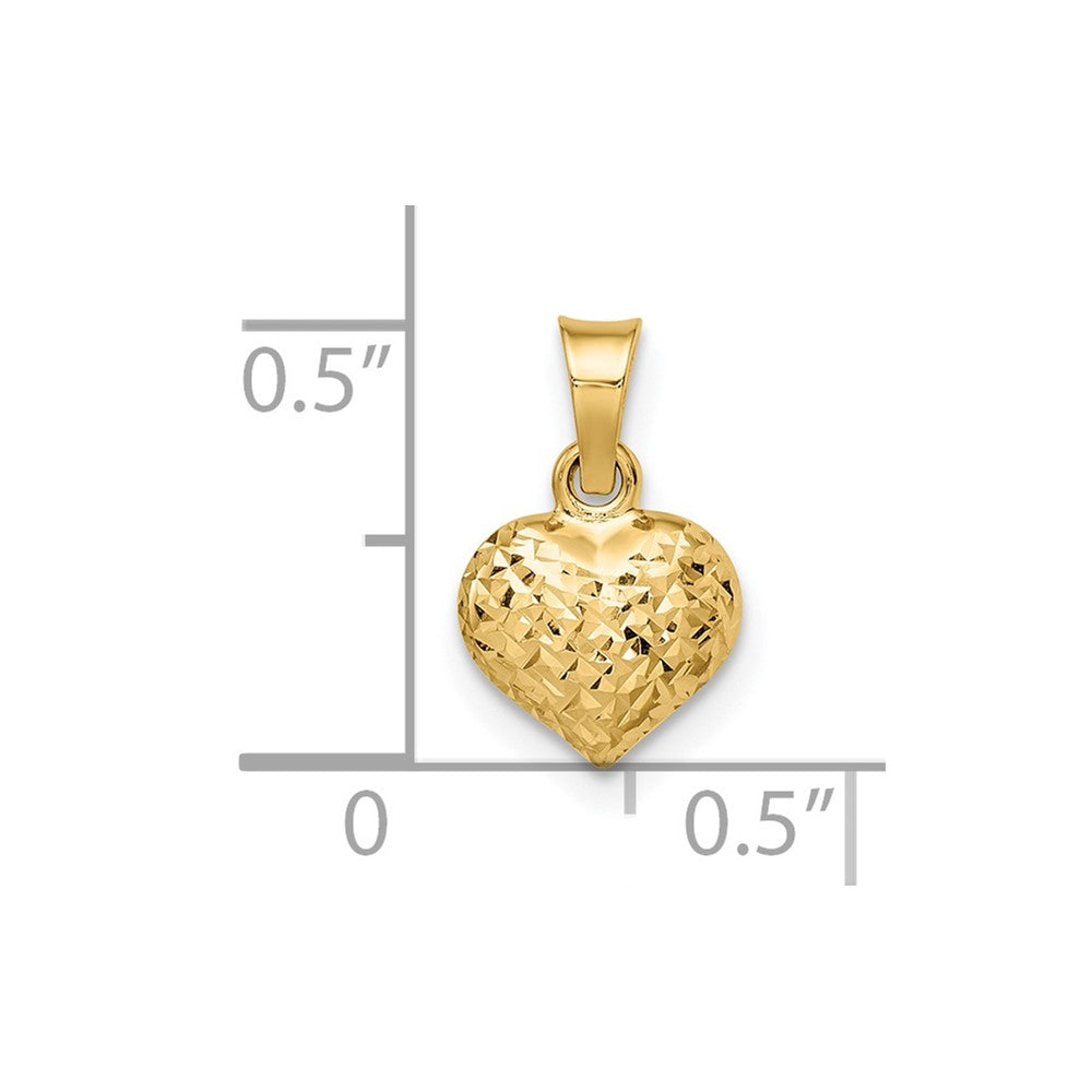 14k Yellow Gold 14k Polished Diamond-cut Small Puffed Heart Pendant