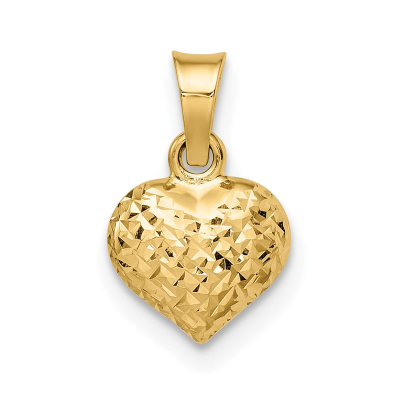 14k Yellow Gold 14k Polished Diamond-cut Small Puffed Heart Pendant